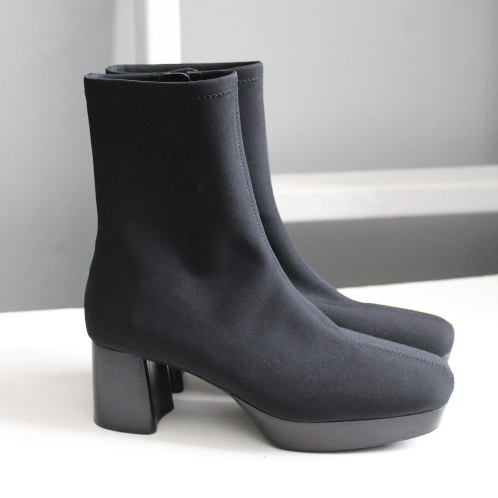 Aerosoles Women's Sussex Stretch Gabardine Block Heel Platform Bootie sz 9.5 NWT